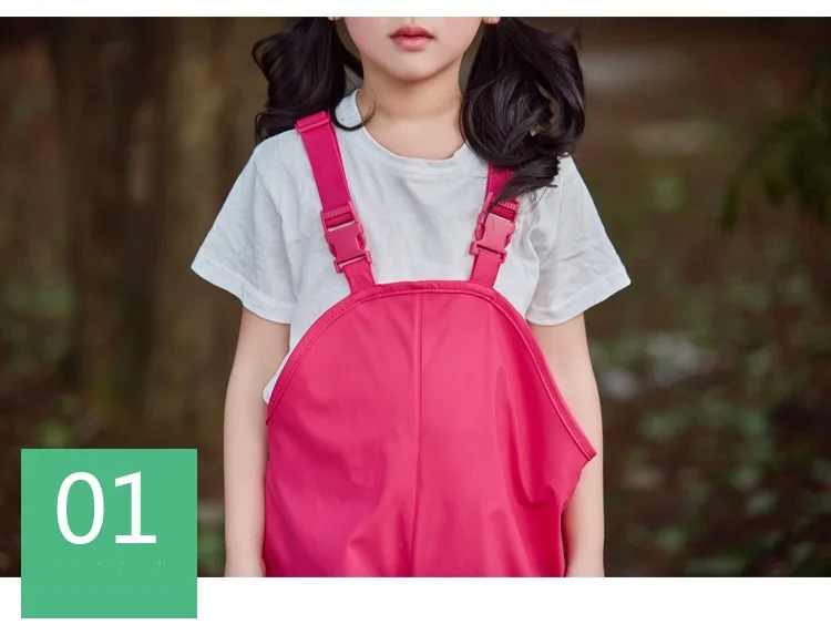 Brand Waterproof Baby Girls Boys PU Rain Pants Sporty Trousers with Strap Children Outerwear Kids Outfits For 80-140cm