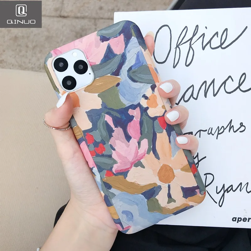 Чехол для телефона в стиле ретро с 3D масляной краской цветами iphone 11 Pro XS Max XR X 6 6S 7 8