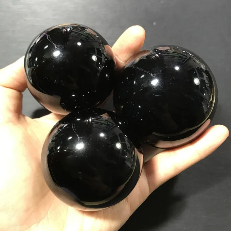 4cm Natural Black Obsidian Sphere Crystal Ball Healing Stone Home decoration gift | Дом и сад