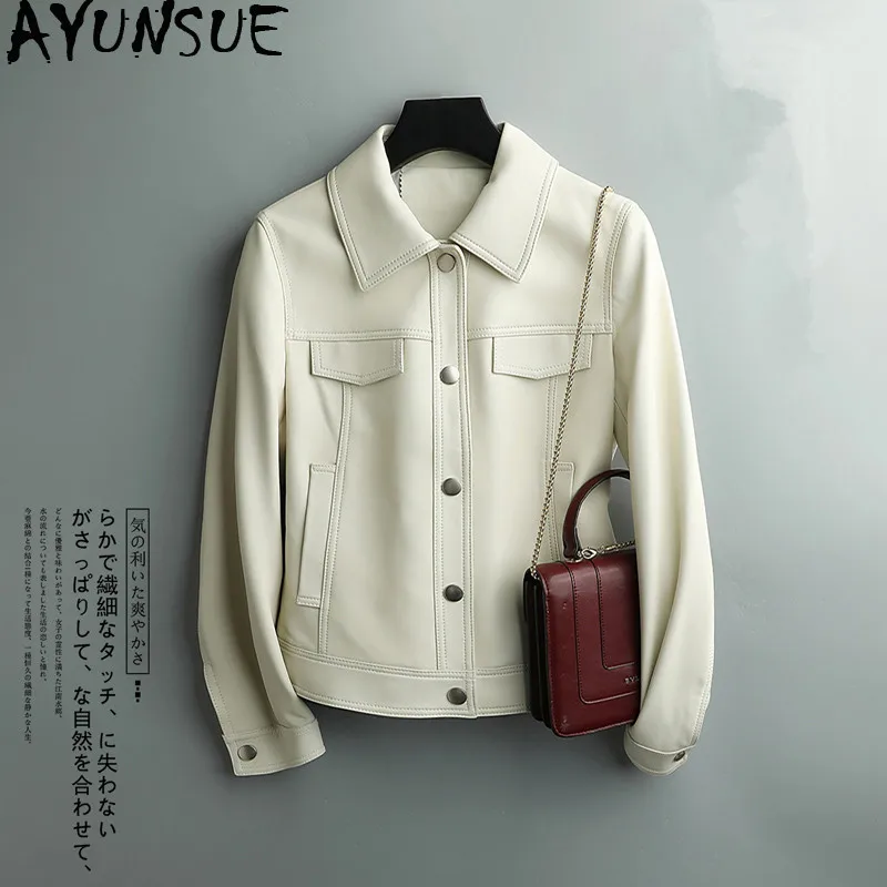 

AYUNSUE Genuine Leather Jacket Spring Autumn Jacket Women 100% Real Sheepskin Coat Female Korean Baseball Jackets Chaqueta Mujer