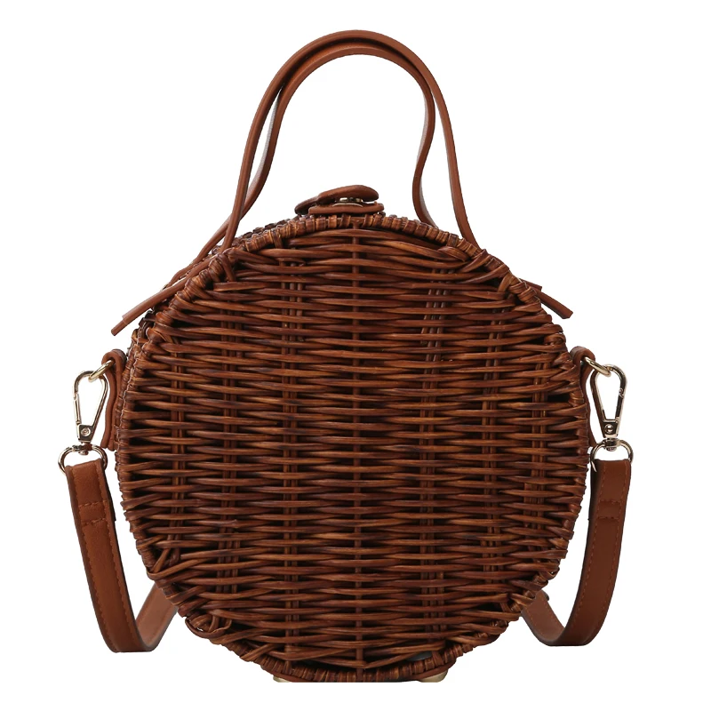 Round Rattan Bag Female Straw Beach Bag Holiday Bag Shoulder Diagonal Bag