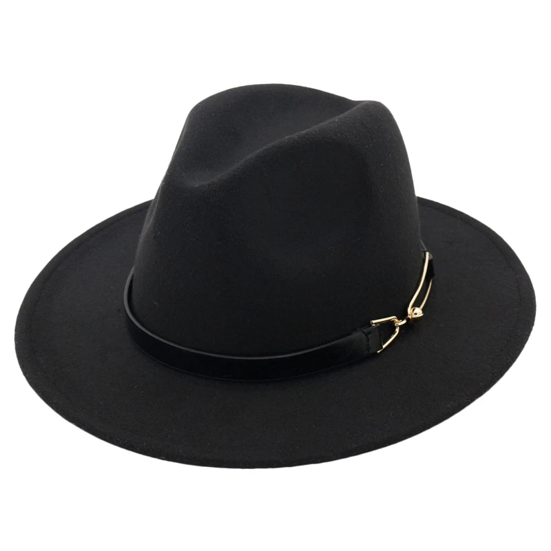 Женская Фетровая Шляпа Fedora, зимние шляпы с широкими полями, осенняя мода, женская шляпа из имитации шерсти, мужская фетровая шляпа