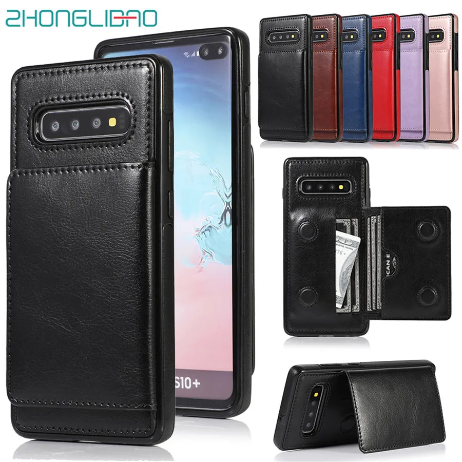 

Card Holder Wallet Case for Samsung Note 10 9 8 S10 S9 S8 Plus + S10e Magnetic Luxury Leather Stand Shockproof Protective Cover