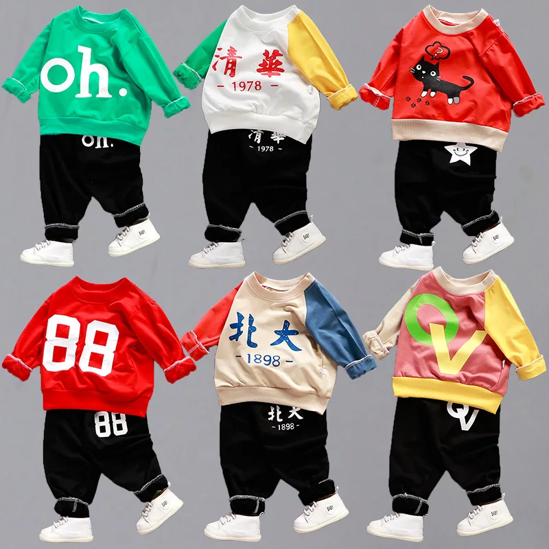 

2019 Children's Sweater Suit Cartoon Clothes Coat+Trousers 2pcs Set Baby Boys clothes Girls Autumn Casual Sport Outwear