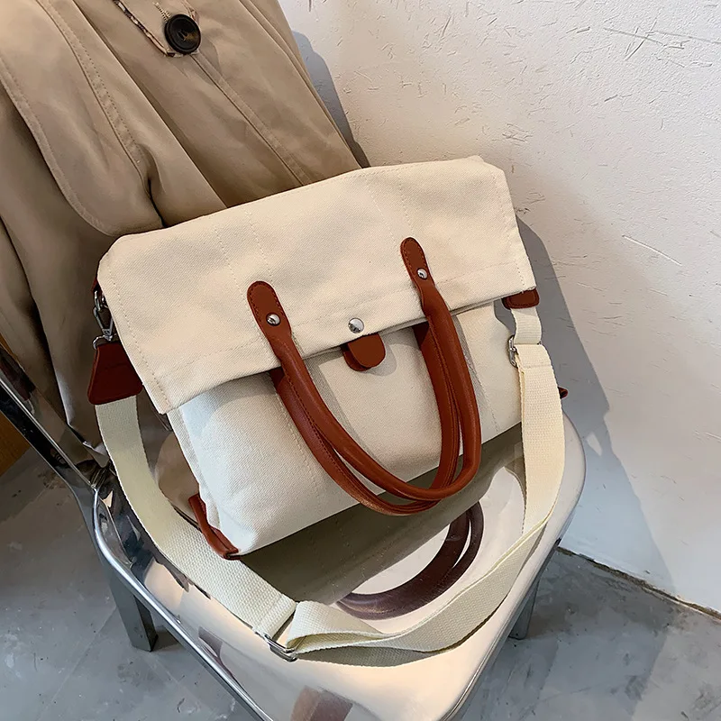 

Women 2020 Messenger Bags Female Canvas Leather Vintage Fold Shoulder Bag Totes Ladies Crossbody Bags for Designer Handbags