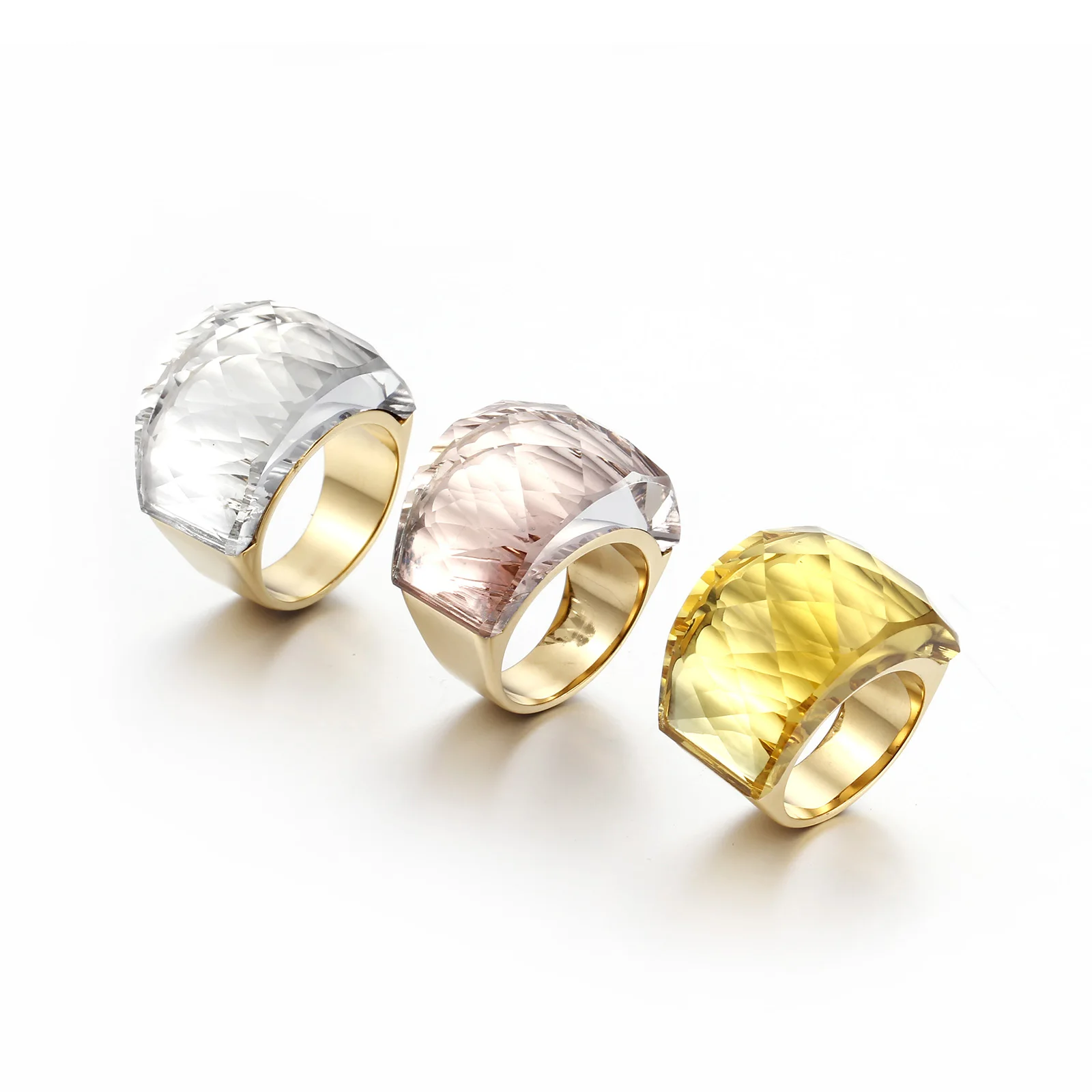 Wedding Rings for Party Engagement Gold Stainless Steel Colorful Stone