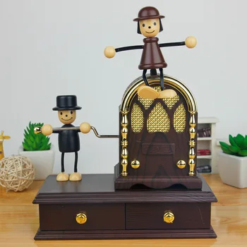 

Handicrafts Music Box Children Musical Jewellery Boxes Imitation music box Wood Doll Rectangle Jewelry Storage Girls Gift JJ442