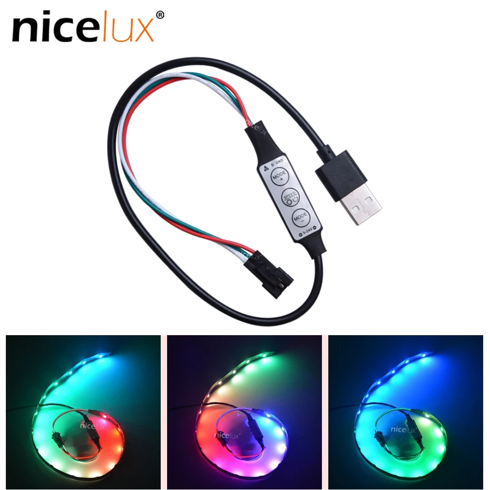 5 В USB WS2812B цифровой светодиодный Пиксельная лента контроллер RGB SK6812 WS2812 WS2811 мини 3