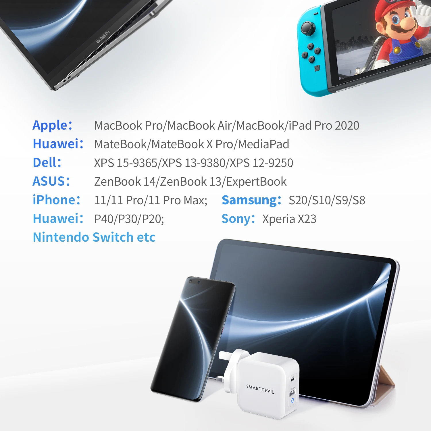 SmartDevil PD65W GaN Charger for Tablet Quick 3.0