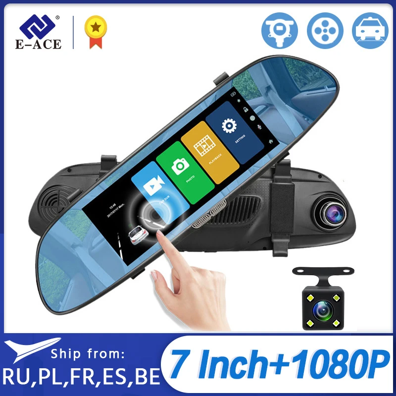 E ACE Автомобильный видеорегистратор Dashcam DVR зеркальный FHD 1080P автомобильная камера