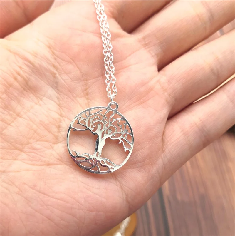 Пара Древо жизни кулон из нержавеющей стали ожерелье набор Statement женское