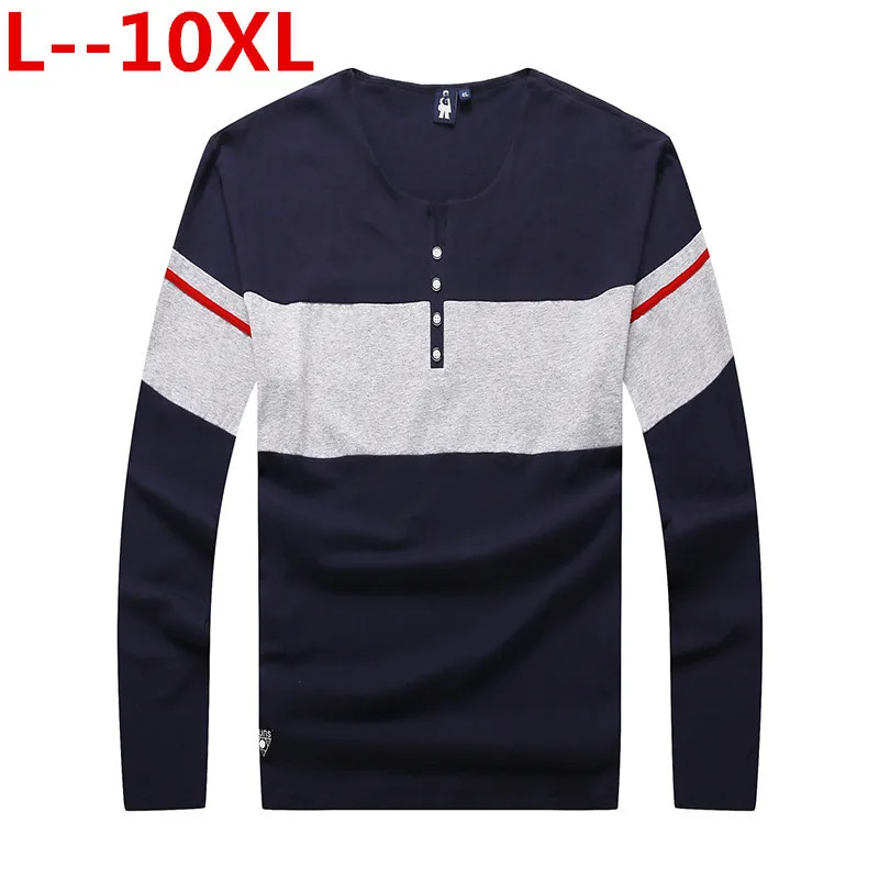 plus 10XL 8XL 6XL New Arrive Mens T Shirts Fashion V-Neck casual Long Sleeve T-Shirt Gradient band Clothing Shirt Homme | Мужская одежда