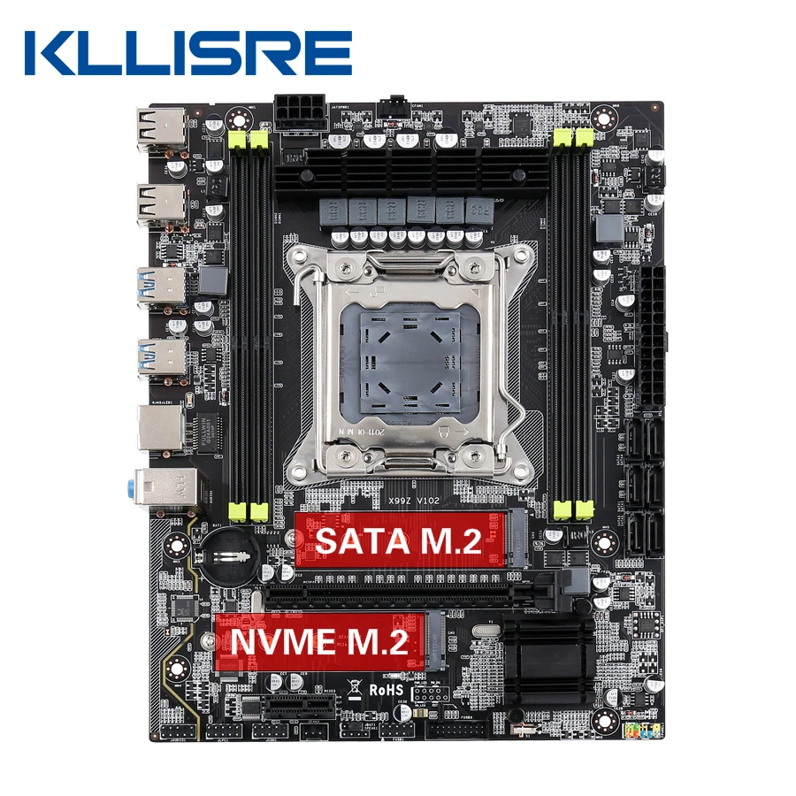 Kllisre X99 материнская плата с Xeon E5 2620 V3 LGA2011 3 CPU 2шт X 4 ГБ = 8 Гб 2400 МГц DDR4
