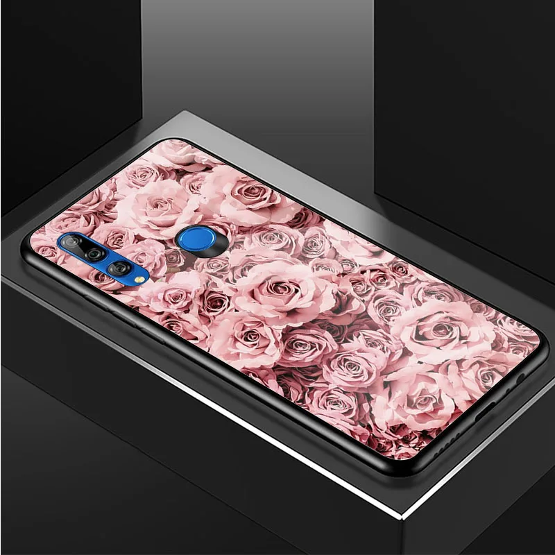 huawei silicone case Valentine's day roses Tempered Glass Phone Case For Huawei honor 8X 9 10i 20i 20Lite 20Pro 30 Pro Cover Shell huawei pu case Cases For Huawei