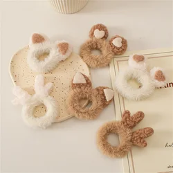 Kids Cute Plush Hair Ring Cat Ears Antlers Soft Hair Ropes Scrunchies Girls Ponytail Holder Hair Ornament Hair Accessories