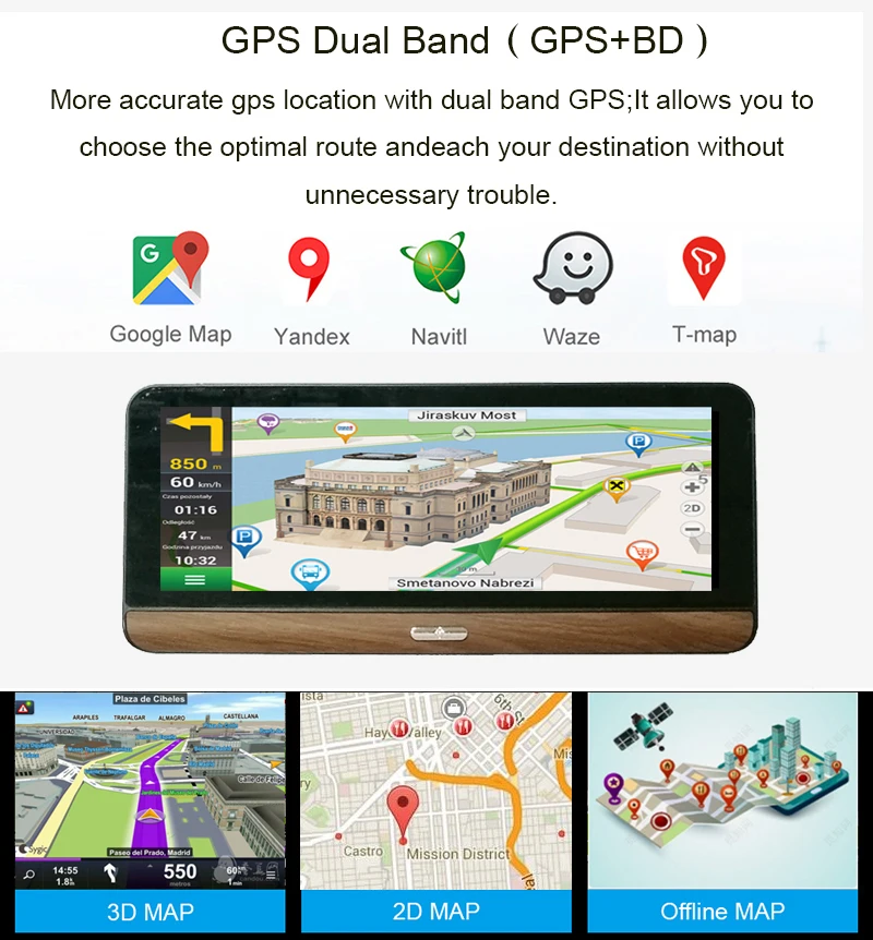 Anfilite 3G/4G Автомобильный видеорегистратор Камера 7 8 дюйма Android 5 1 GPS gps навигатор для