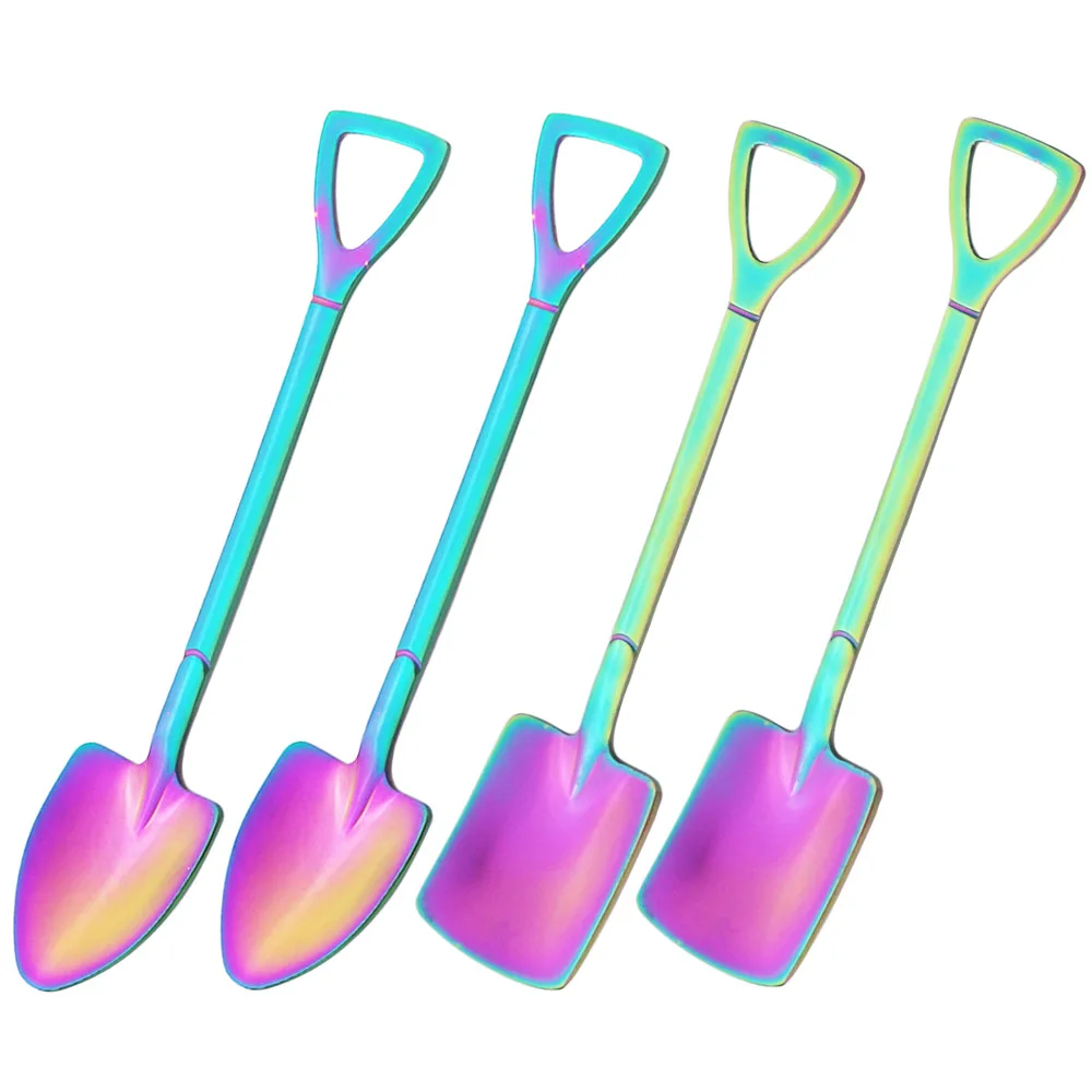 Cutlery Set Stainless Steel Rainbow Shovel Spoon Set for Ice Cream Stirring Teaspoon Dessert Coffee Party