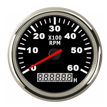

0-6000K RPM Tachometer Gauge with LCD Hourmeter For Universal Car Yacht Boat Waterproof 85mm Tacho meter 12V/24V
