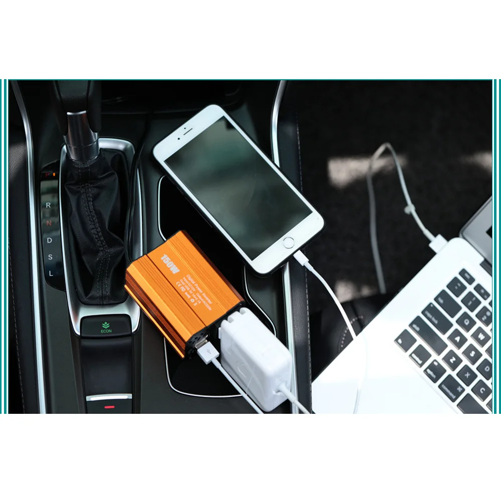 QPLOVE автомобильный мини-Инвертор 12 В 220 В 150 Вт Выход поддерживает USB и ЕС США Япония Plug max 3 гнезда для использования с защитой от перегрузки