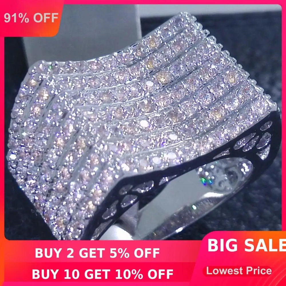 Baratos Marca choucong joyería 10KT oro blanco lleno 156 Uds piedra 5A Zircon piedra anillo de boda Sz 5 11 envío gratis