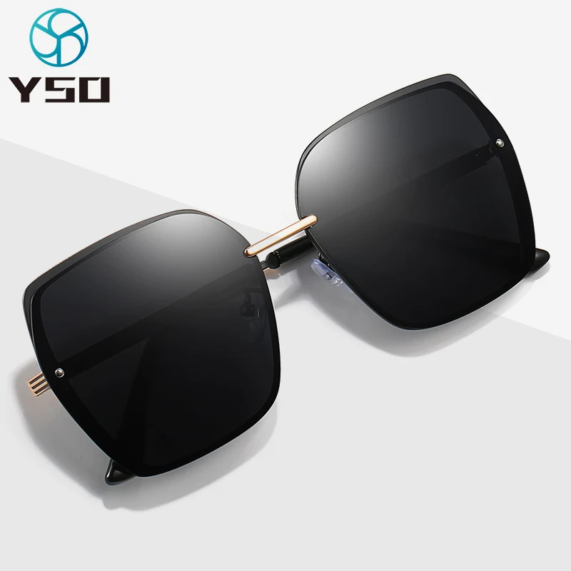 

YSO 2020 Fashion Square Women Sunglasses Metal Frame Polarized UV400 Protection Oversized Sunglasses Lady Driving Glasses 2051
