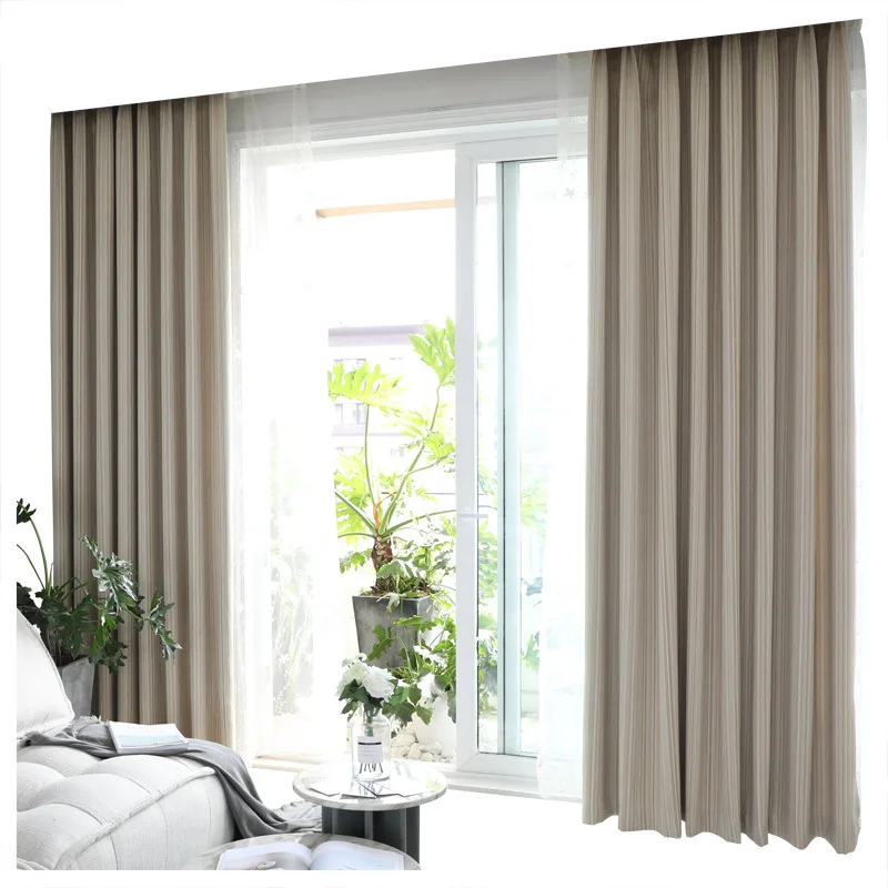 

Modern Simple Colored Stripe Cotton Shading Curtains for Living Dining Room Bedroom.