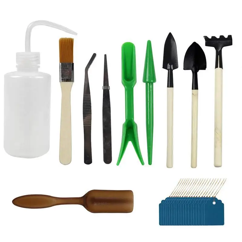 

10pcs Miniature Gardening Hand Tools Set Succulent Transplanting Fairy Garden Planting Tool, with 20 Plant Labels as Gift