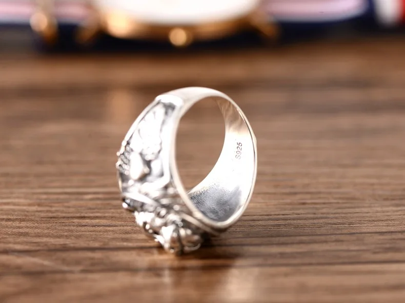 BOCAI New Real S925 Silver Jewelry Domineering Lion Head King of Beasts 2021 Trend Fashion Men's Ring