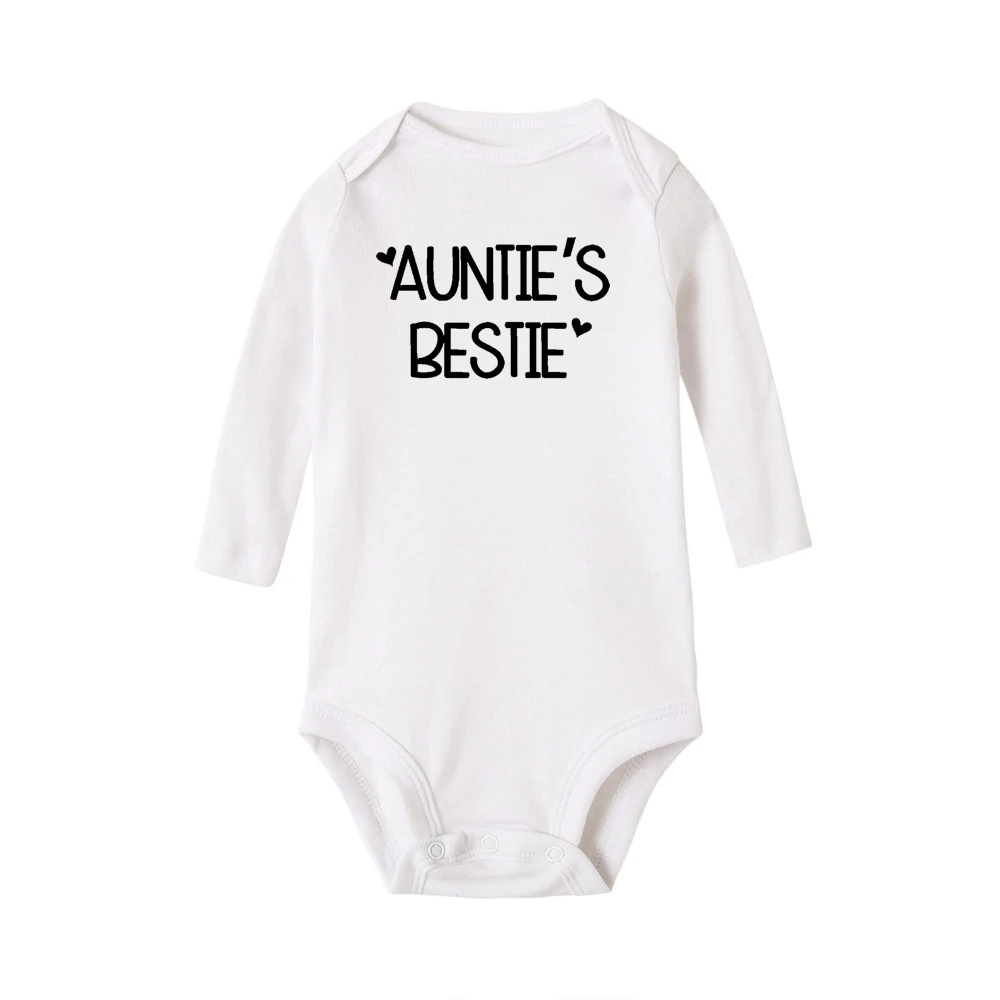 Auntie's Bestie Cute Baby Bodysuits Boys Girls Unisex Long Sleeve Bodysuit Cotton White Ropa Babe Winter Onesie Casual Clothes - Цвет: RE37-LRPWH-