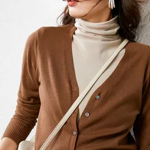 Осенне-зимний вязаный мягкий кардиган женский свитер для жителя пригорода кардиган женский вязаный свитер женский кардиган с v-образным вырезом пальто