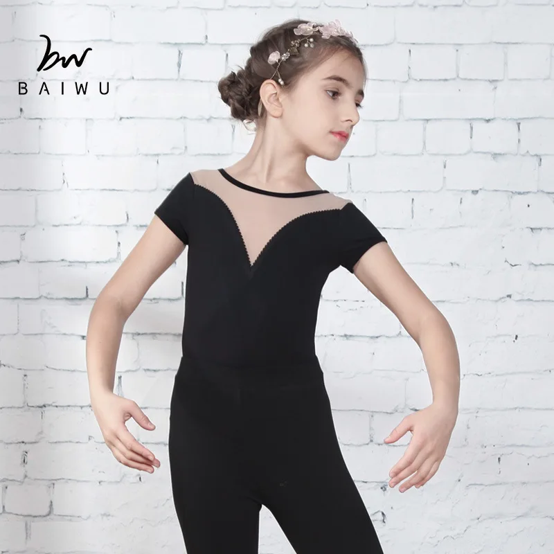 

New Style Summer Children Ballet Half Sleeve Gymnastic Lace-up Form Formal Dress Suit GIRL'S Gym Outfit