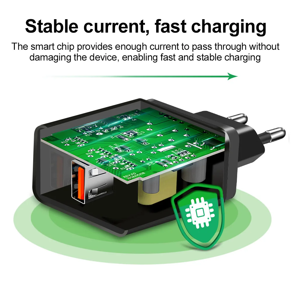 Зарядное устройство USB Quick Charge 3,0, быстрое зарядное устройство QC3.0, один штекер, зарядное устройство для iPhone, samsung, Xiaomi, настенное зарядное устройство для мобильного телефона