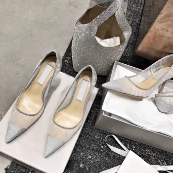 

high heels female fairy wind 2020 spring new web celebrity thin and shallow single shoes sexy pointed end marriage