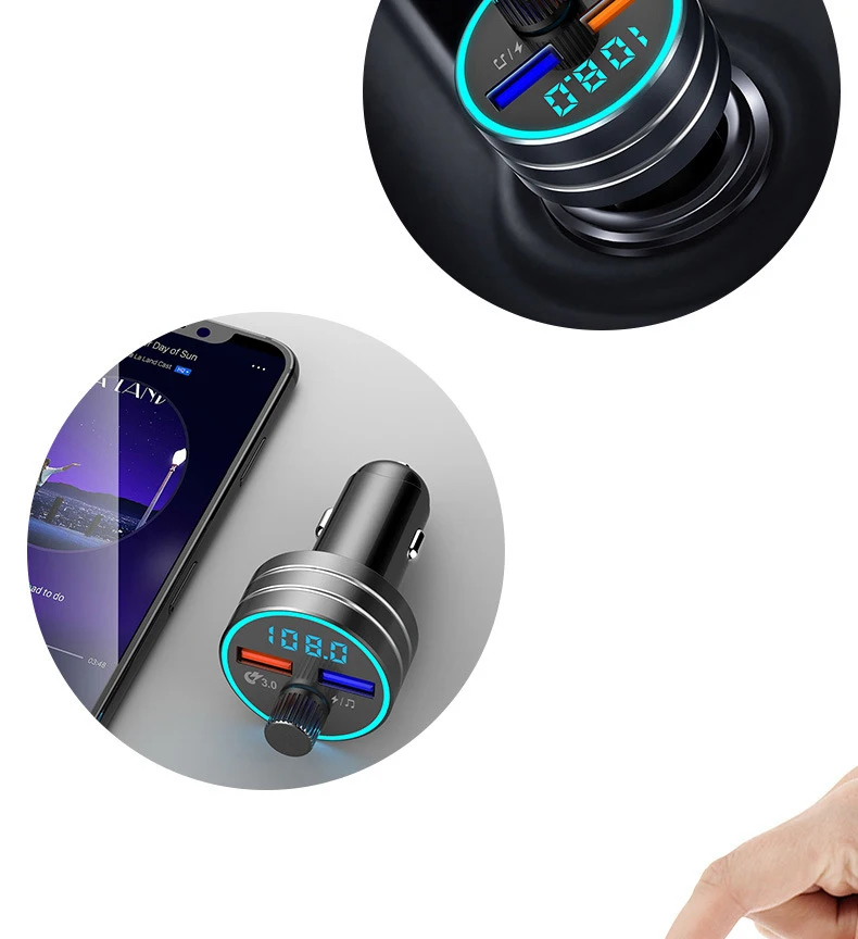 Автомобильный Bluetooth MP3-плеер Автомобильное зарядное устройство Bluetooth fm-передатчик приемник QC3.0 двойной USB металлический корпус автозапчасти XC-76