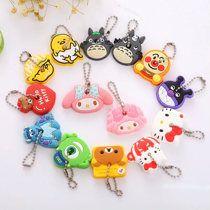 

2 PCS a set Cartoon Silicone Protective Key Case Cover for Key Control Dust Cover Holder Organizer bear EMOJI Home Supplies