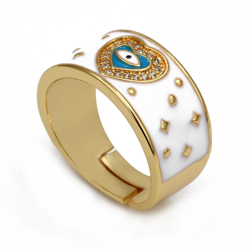 Lucky Eye сердце Турецкий Дурной глаз кольцо золото цвет падение масло палец кольцо Регулируемый Ювелирные изделия Подарки для женщин мужчин EY6730