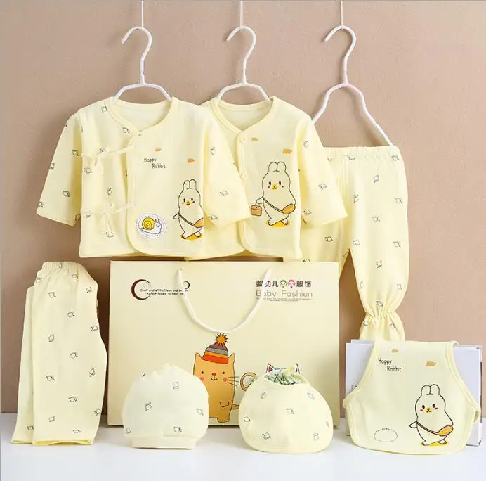 7 шт./компл. комплект одежды для новорожденных для детей для маленьких девочек и мальчиков Комплекты комплект одежды для маленьких девочек, комплект одежды из хлопка для детей 0-3 лет, M для малышей, одежда для девочек - Цвет: CJM028Y
