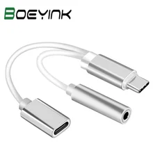 2 в 1 Зарядка для наушников для iPhone X 7 8 Plus двойной разъем аудио адаптер разветвитель для наушников кабель для 2 в 1 usb type-C до 3,5 мм