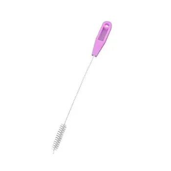 

Portable Nylon Tube Brush Drinking Straws Cleaning Brush Multifunctional Anti-static Brush with Stainless Steel Stem Pink