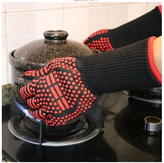 Силиконовые перчатки для духовки и гриля с высокой температурой 500 градусов многофункциональные противоскользящие кухонные запеченные на гриле кевларовые