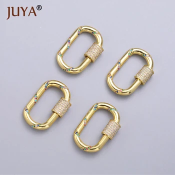 

JUYA Gold Color Clasps CZ Lock Spiral Screw Clasps Jewelry Making Components for Luxury Necklace Bracelet Hand Made Accessories