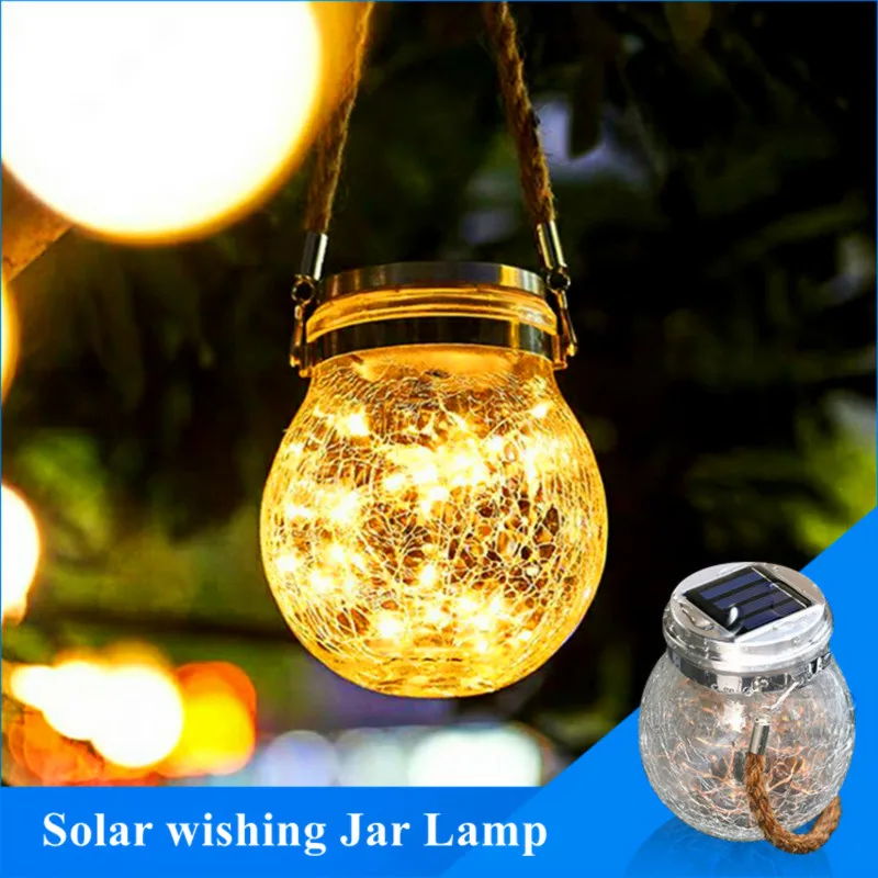 

20 LED Outdoor Solar Jar Lamp Light String wishing Glass Bottle Light Garden lighting decor for Party Wedding Christmas New Year