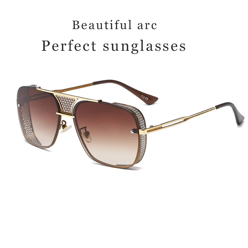 2021 New Style Square Sunglae til mænd Fahion Steampunk Glae Hollow Out Oculo De Sol Maculino Vintage Punk_voghion.com