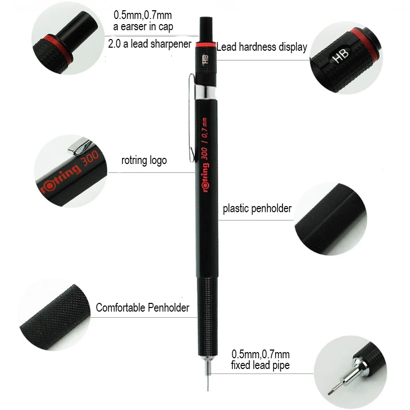 Механический карандаш Rotring 300 автоматический 2 0/0 7/0 5 мм пластиковый пенал