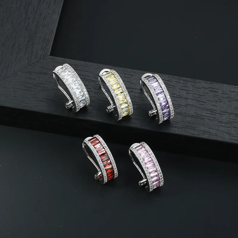 Molinuo модные элегантные японские и корейские простые Т-квадратной формы с цирконом карамельного цвета Полумесяца клип уха шпильки