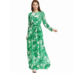2018 алиэкспресс Лидер продаж, женское платье в европейском и американском стиле с цветочным принтом и вырезом лодочкой, длинные юбки с