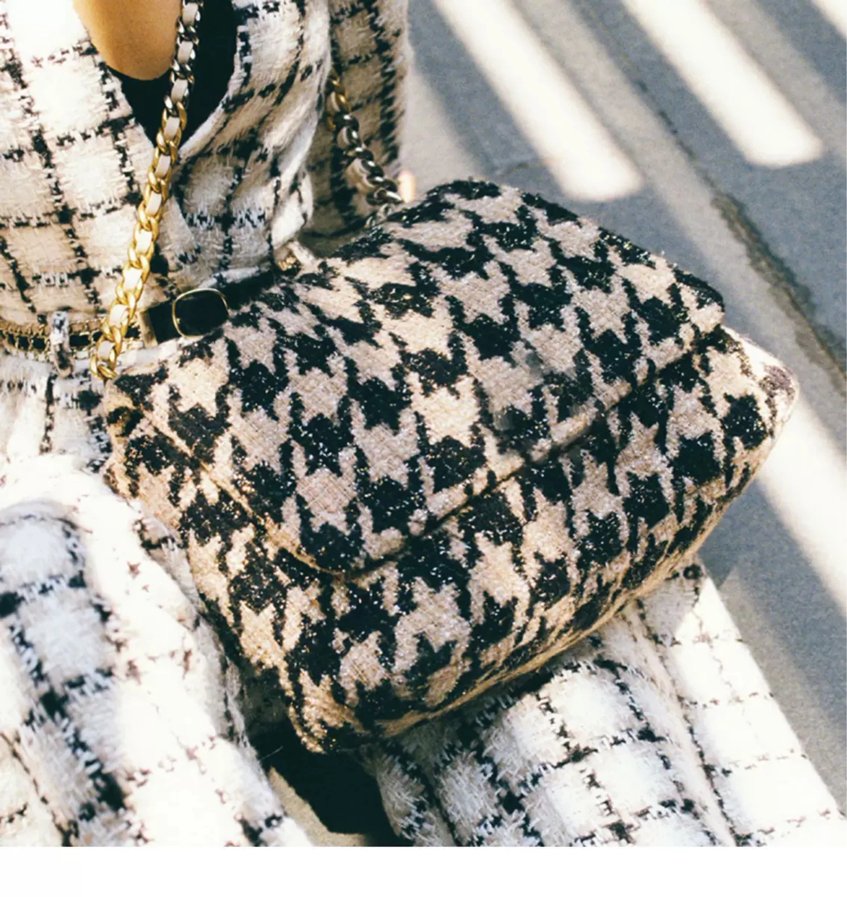 saco do mensageiro senhoras houndstooth corrente saco