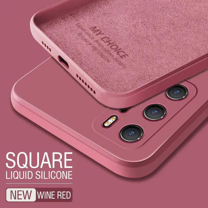 For Huawei P40 Pro P30 Pro P20 Pro Mate 40 Pro 30 Pro 20 Pro Case Luxury Square Original Liquid Silicone Soft Case Cover iphone 11 Pro Max  lifeproof case
