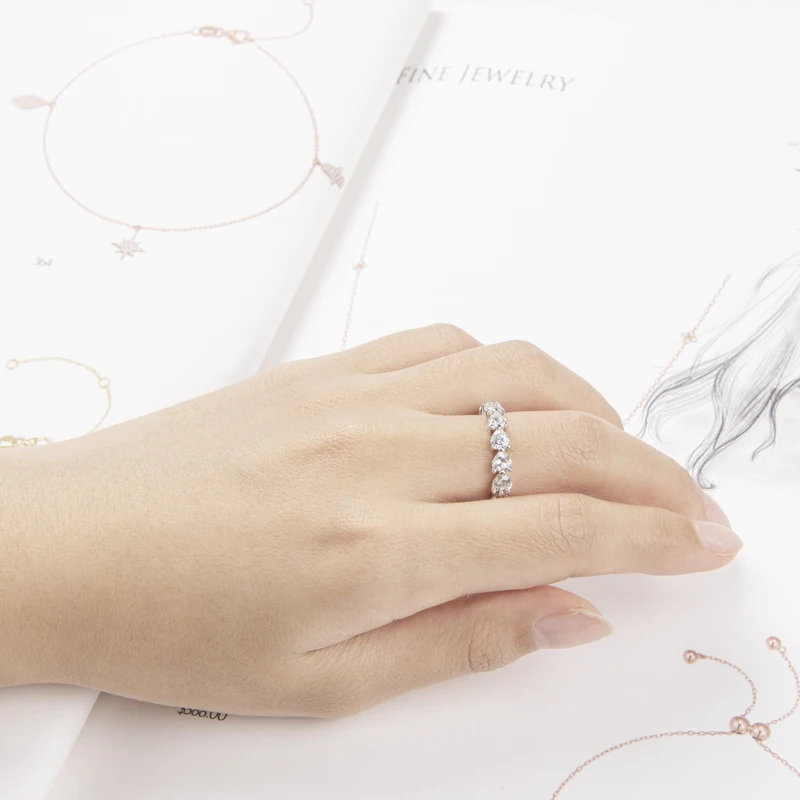 925 Sterling Silver Wedding Engagement Full Enternity Rings Anniversary Heart Cut Ring Silver Women Bridal Ring Jewelry - 4