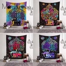 Indian Elephant Tree Mandala Tapestry Wall Hanging Hippie Wall Tapestry Witchcraft Boho Decor Psychedelic Blanket Art Curtain